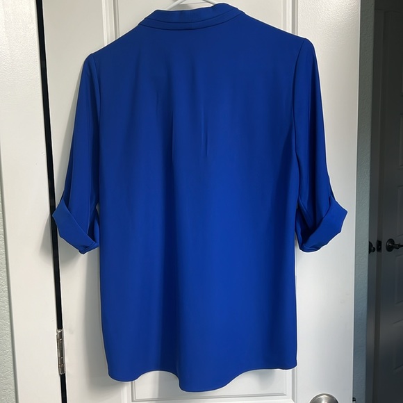 Women’s Large Blue Calvin Klein Button-Sleeve Top - Picture 9 of 11